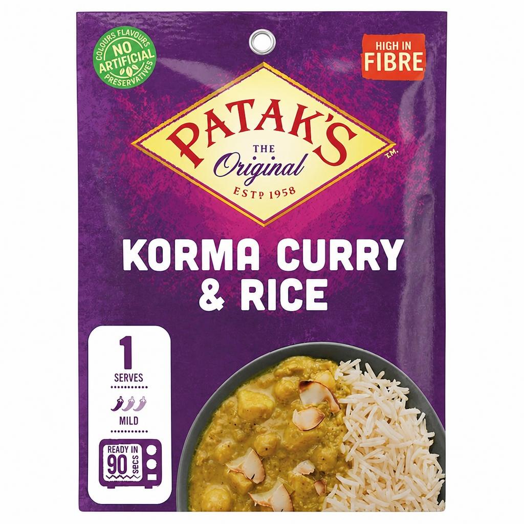 Patak's Korma Curry & Rice Ready Meal Kit 250g