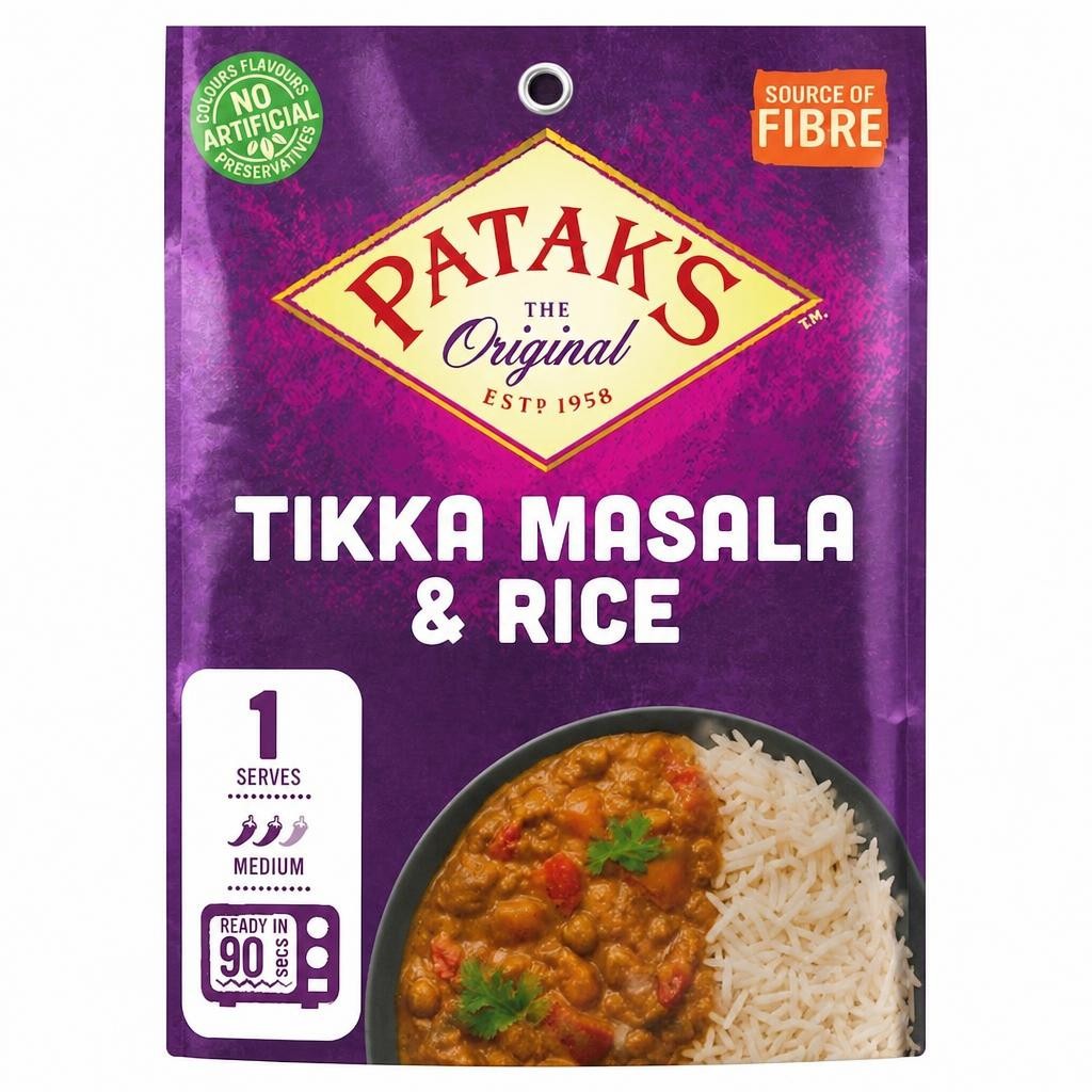 Patak's Tikka Masala Curry & Rice Ready Meal Kit 250g