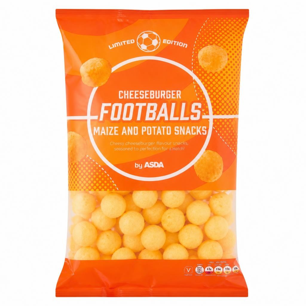 ASDA Limited Edition Cheeseburger Footballs Maize and Potato Snacks 150g