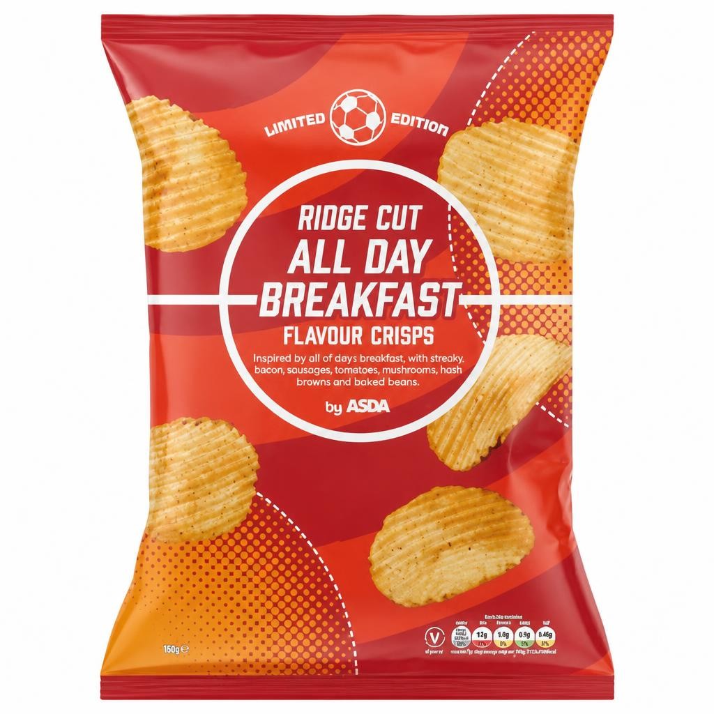 ASDA Limited Edition Ridge Cut All Day Breakfast Flavour Crisps 150g