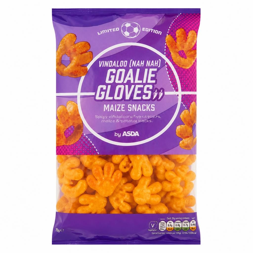 ASDA Limited Edition Vindaloo [Nah Nah] Goalie Gloves Maize Snacks 140g