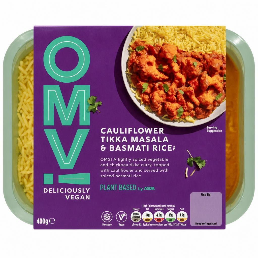 Plant Based by ASDA Plant Based by  OMV! Cauliflower Tikka Masala & Basmati Rice 400g
