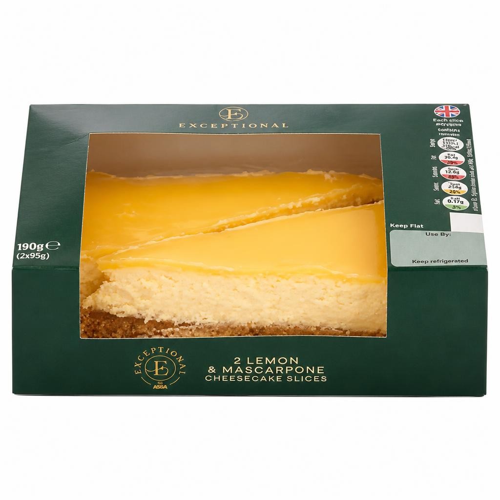 ASDA Exceptional by  Lemon & Mascarpone Cheesecake Slices 190g (2 x 95g)