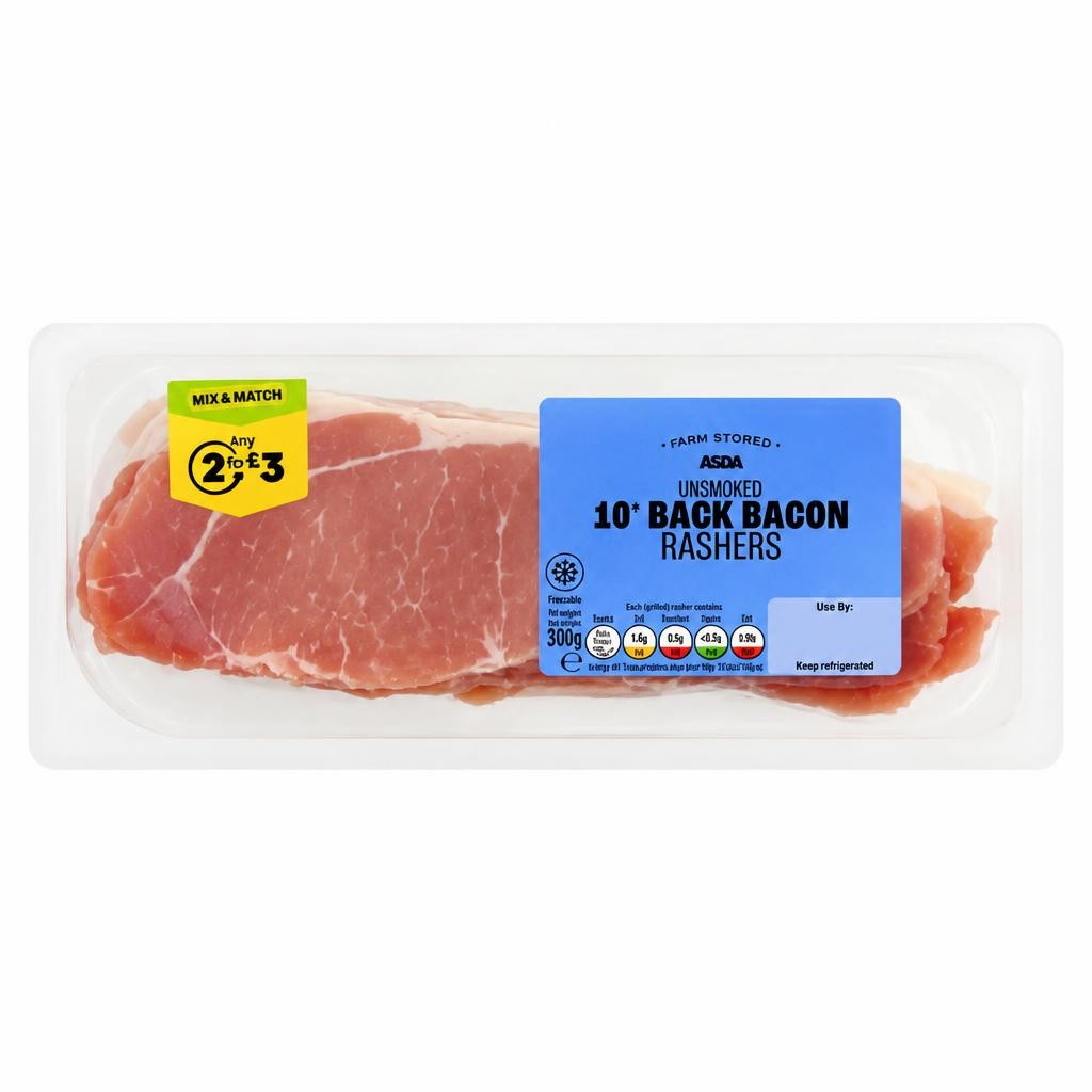 ASDA 10 Unsmoked Back Bacon Rashers 310g