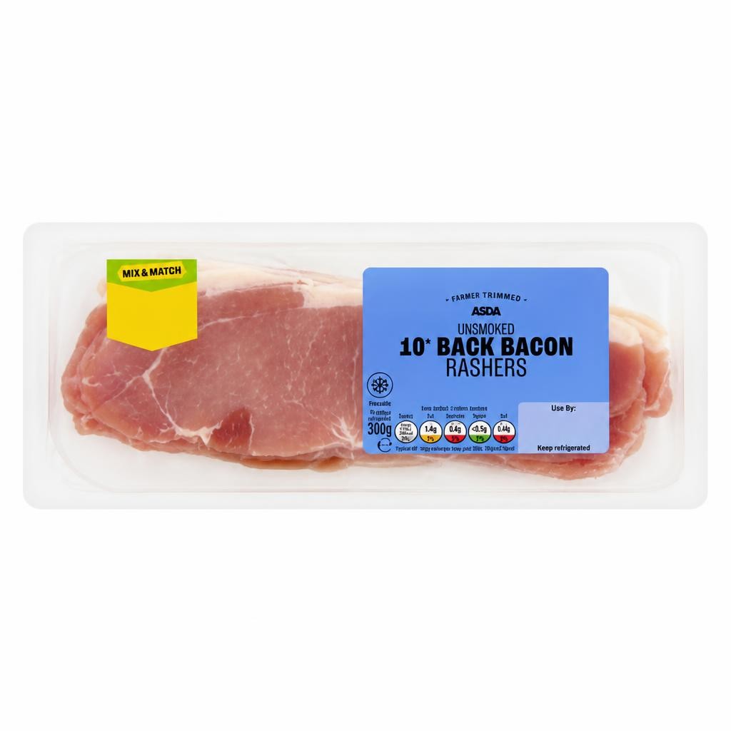ASDA 10 Unsmoked Back Bacon Rashers 310g