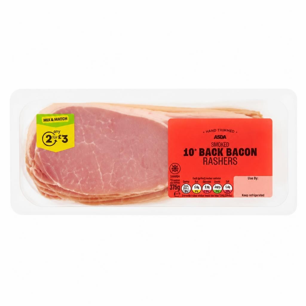 ASDA 10 Smoked Back Bacon Rashers 310g