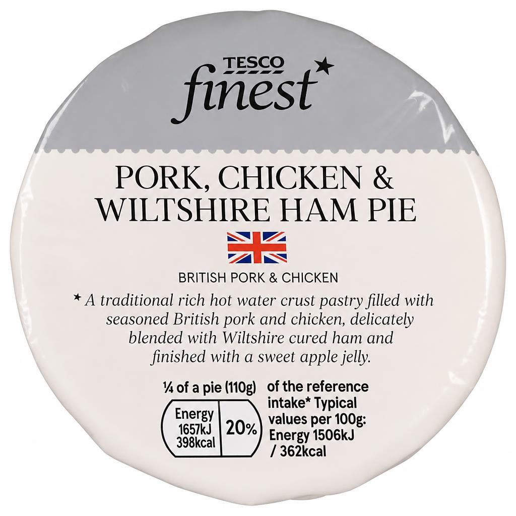 Tesco Finest Pork Chicken & Wiltshire Ham Pie 440g