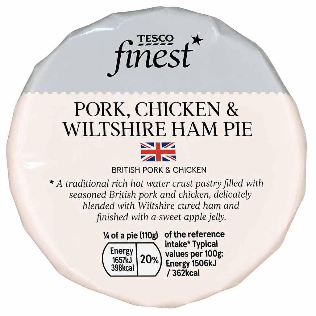 Tesco Finest Pork Chicken & Wiltshire Ham Pie 440g