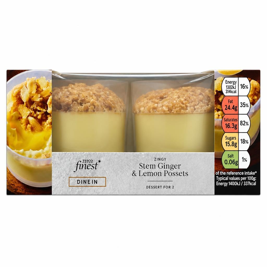 Tesco Finest Sicilian Lemon & Stem Ginger Possets 2 x 93g
