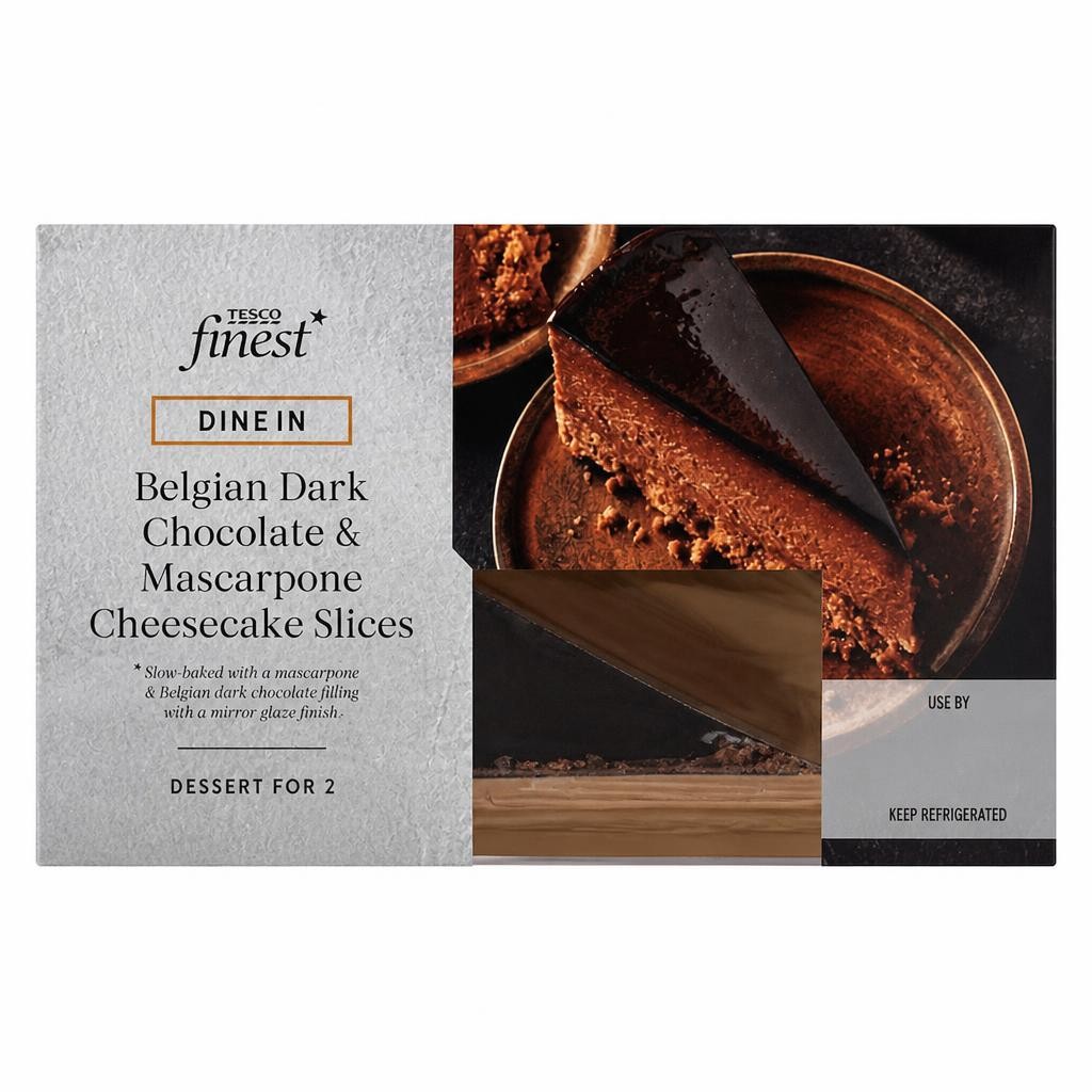 Tesco Finest Dark Chocolate Mirror Glaze Cheesecake Slices 180g