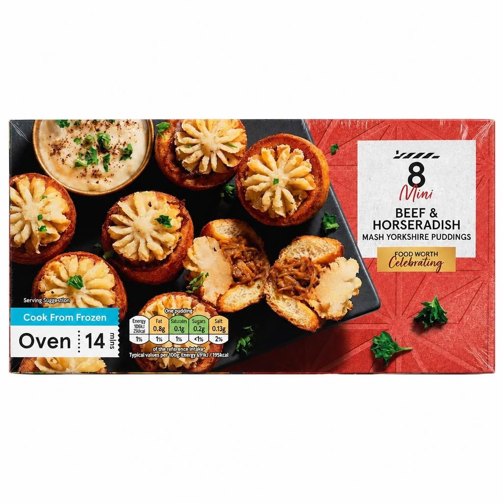 Tesco 8 Beef & Horseradish Mash Yorkshire Puddings 112g