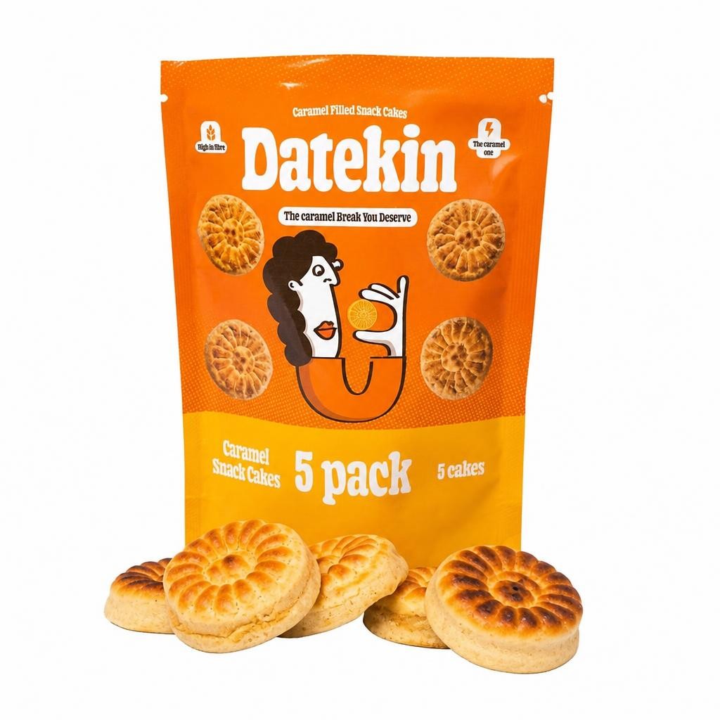 Datekin Caramel Filled Cakes (5 x 15g Pack)