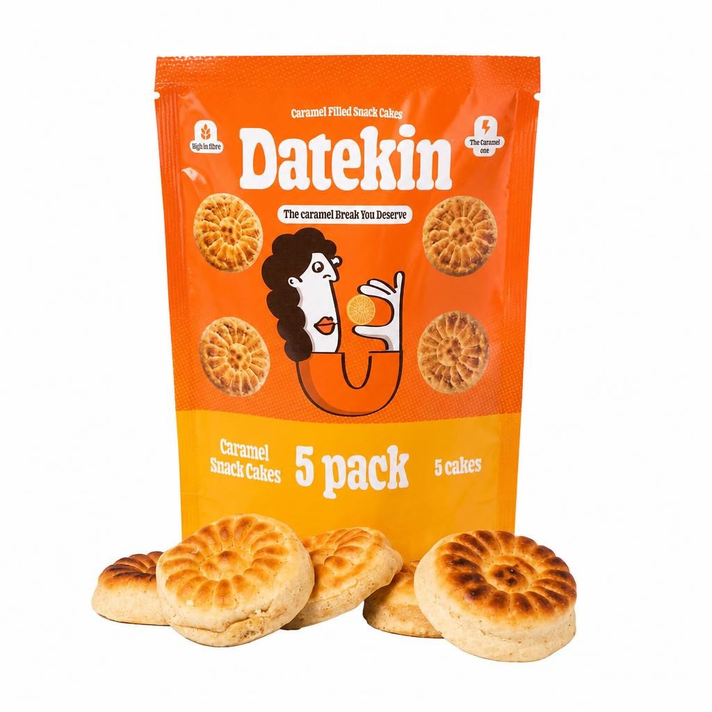 Datekin Caramel Filled Cakes (5 x 15g Pack)
