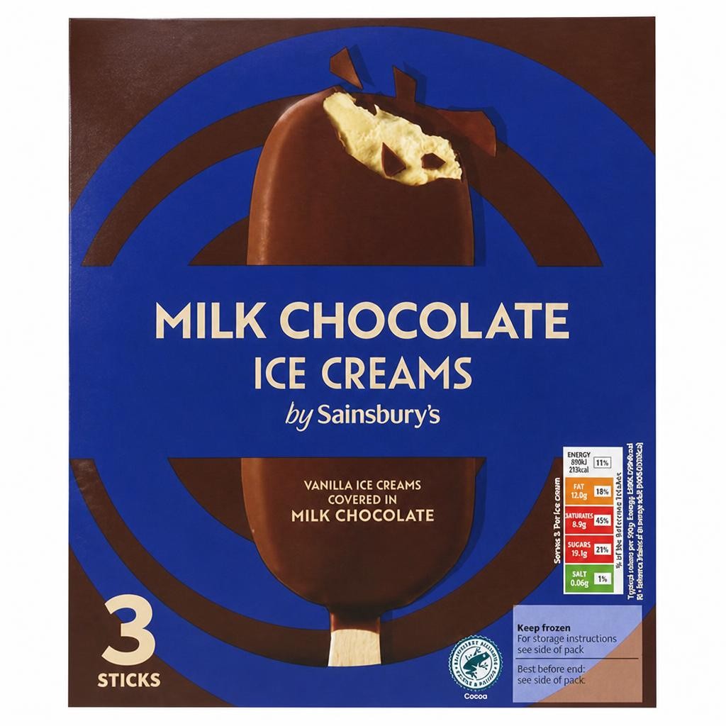 Sainsbury's 3 x 110ml Milk Chocolate Ice Creams