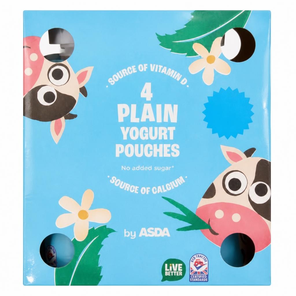 ASDA 4 Plain Yogurt Pouches 320g (4 x 80g)