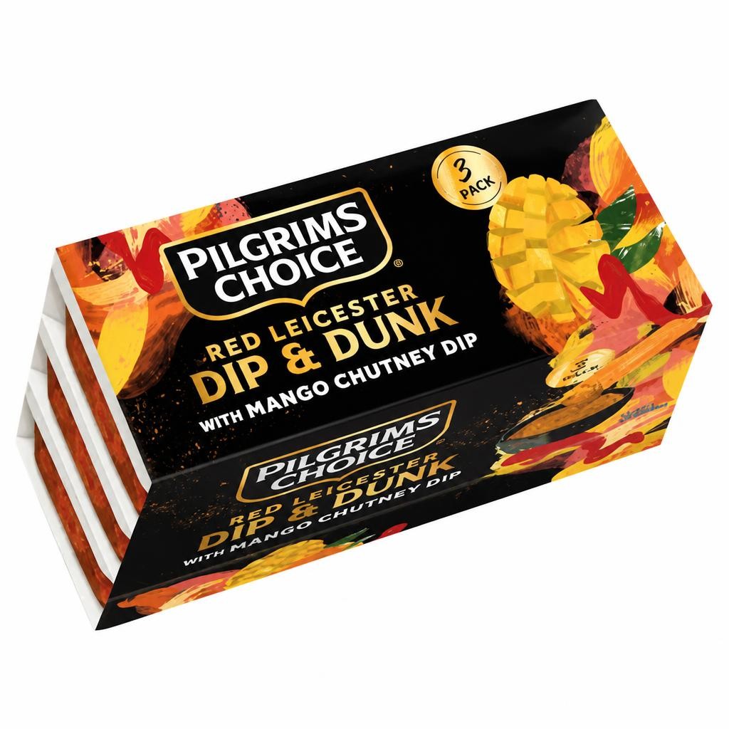 Pilgrims Choice Red Leicester Dip & Dunk with Mango Chutney Dip 3 x 52g