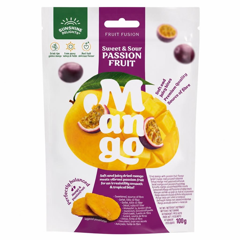 Sunshine Delights Fruit Fusion Sweet & Sour Passion Fruit Dried Mango 100g