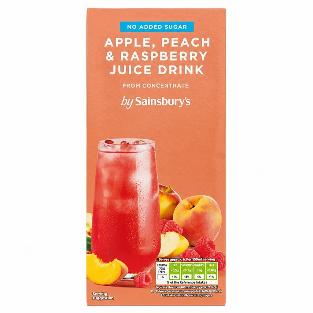 Sainsbury's 1L Apple, Peach & Raspberry from Concentrate Juice Drink