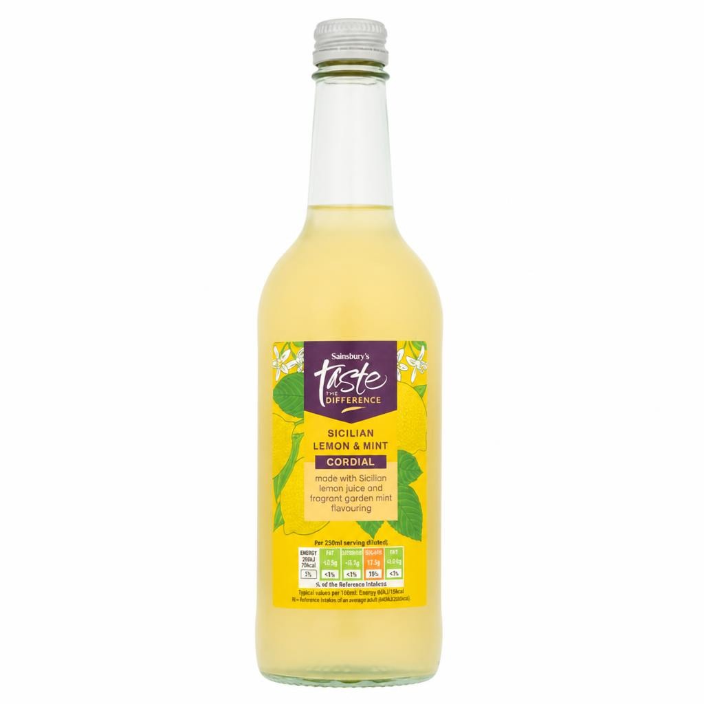 Sainsbury's 500ml Sicilian Lemon & Mint Cordial, Taste the Difference