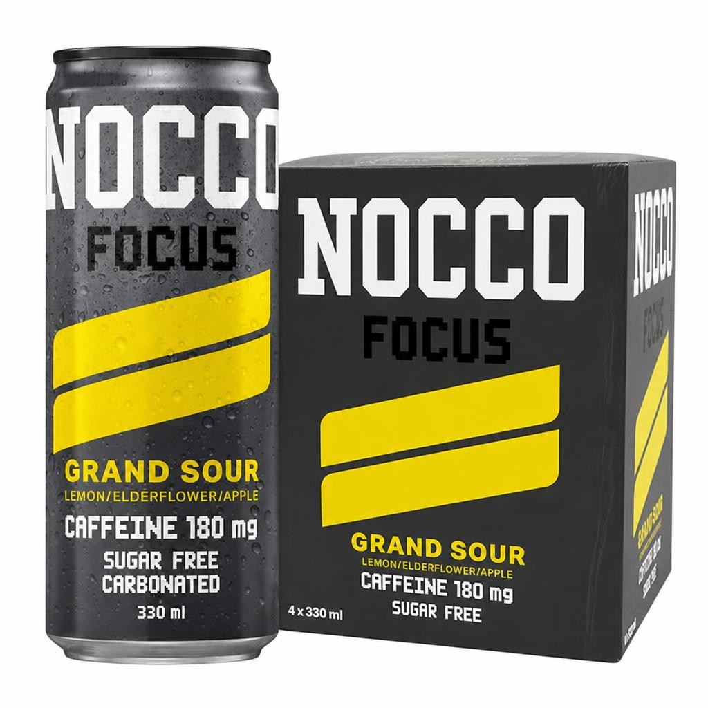 Nocco 4 x 330ml Focus Grand Sour Lemon, Elderflower & Apple Engery Drink