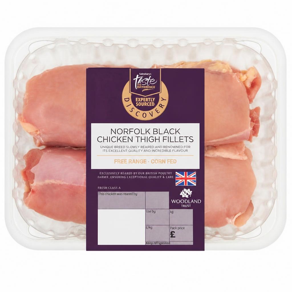 Sainsbury's (Approx. 360g) British Free Range Norfolk Black Corn Fed Chicken Thigh Fillets