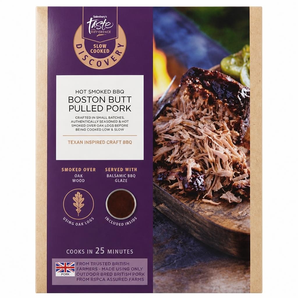 Sainsbury's Discovery 410g Slow Cooked Hot Smoked BBQ Boston Butt Pulled Pork, Taste the Difference