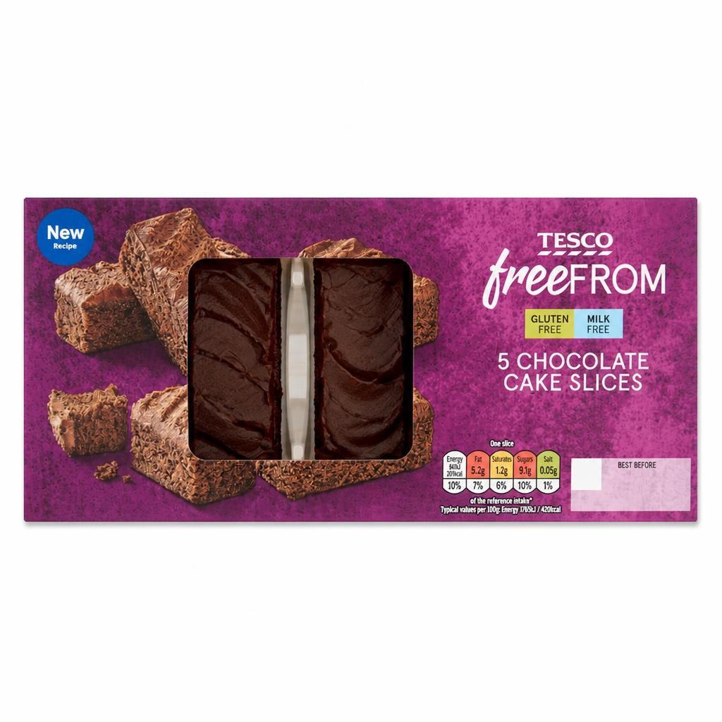 Tesco Free From Chocolate Cake Slice 5 Pack
