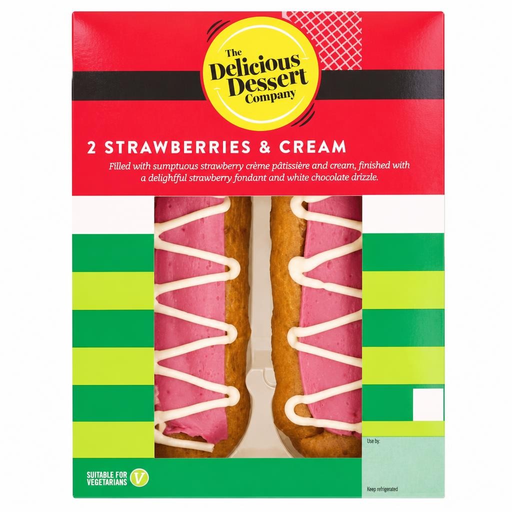 Delicious Desserts Strawberry & Cream Eclair 2Pack