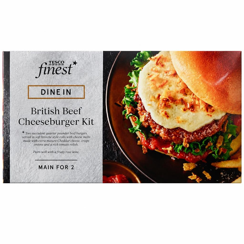 Tesco Finest Dine in British Beef Cheeseburger Kit 501g