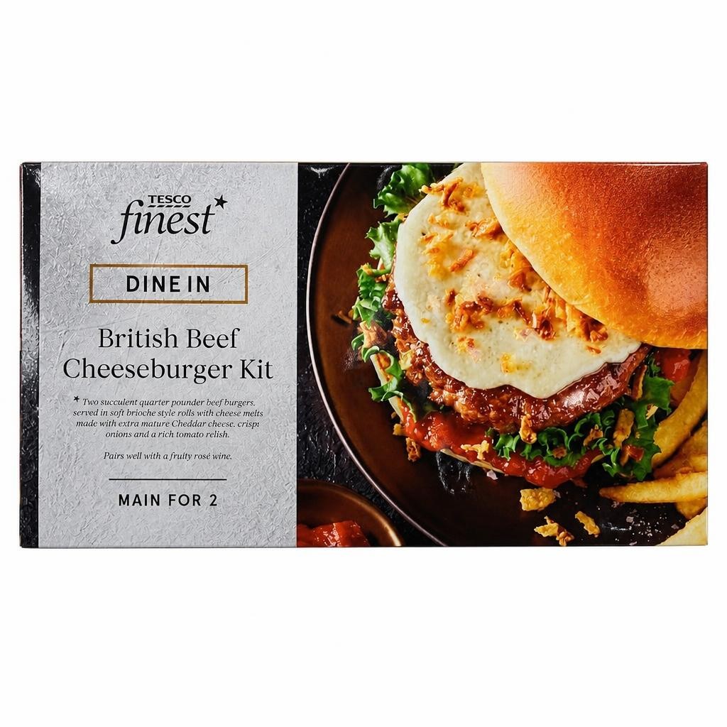 Tesco Finest Dine in British Beef Cheeseburger Kit 501g