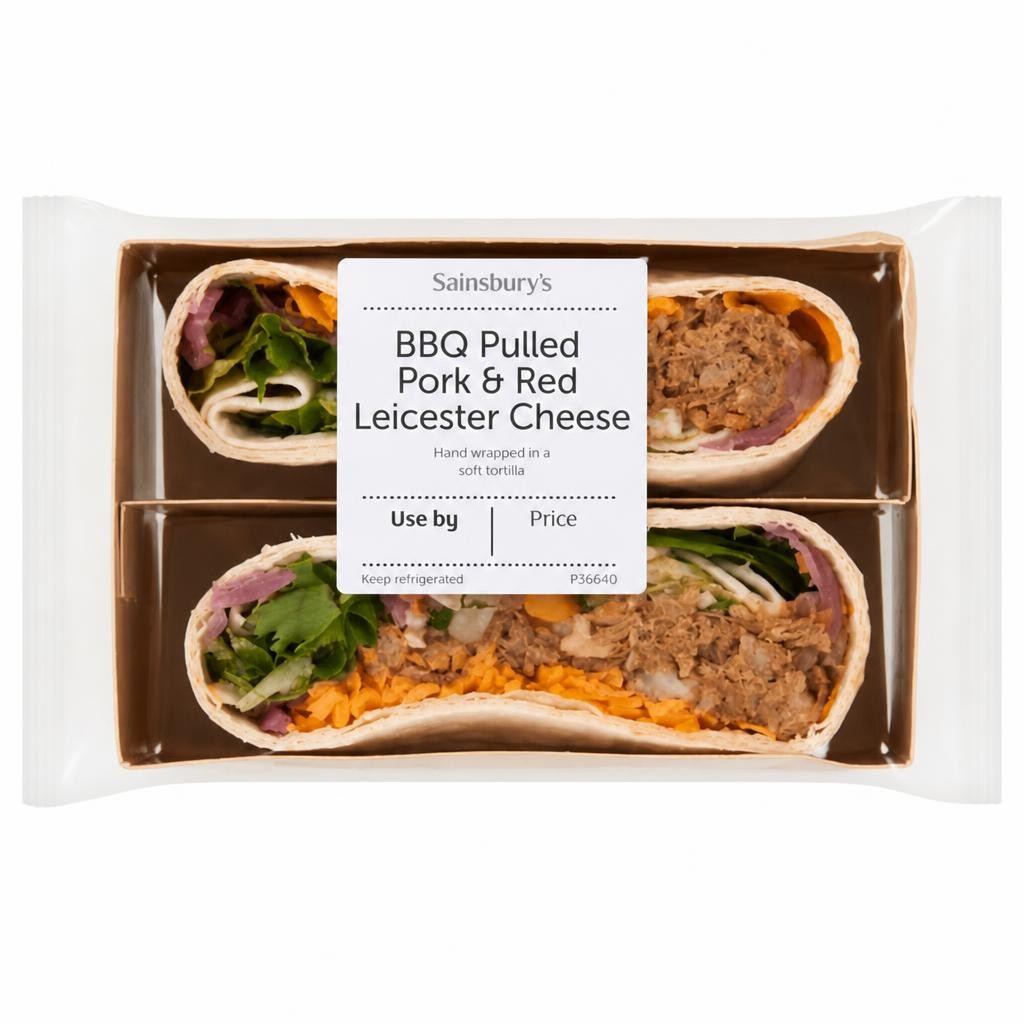 Sainsbury's BBQ Pulled Pork & Red Leicester Cheese Hand Wrapped in Soft Tortilla
