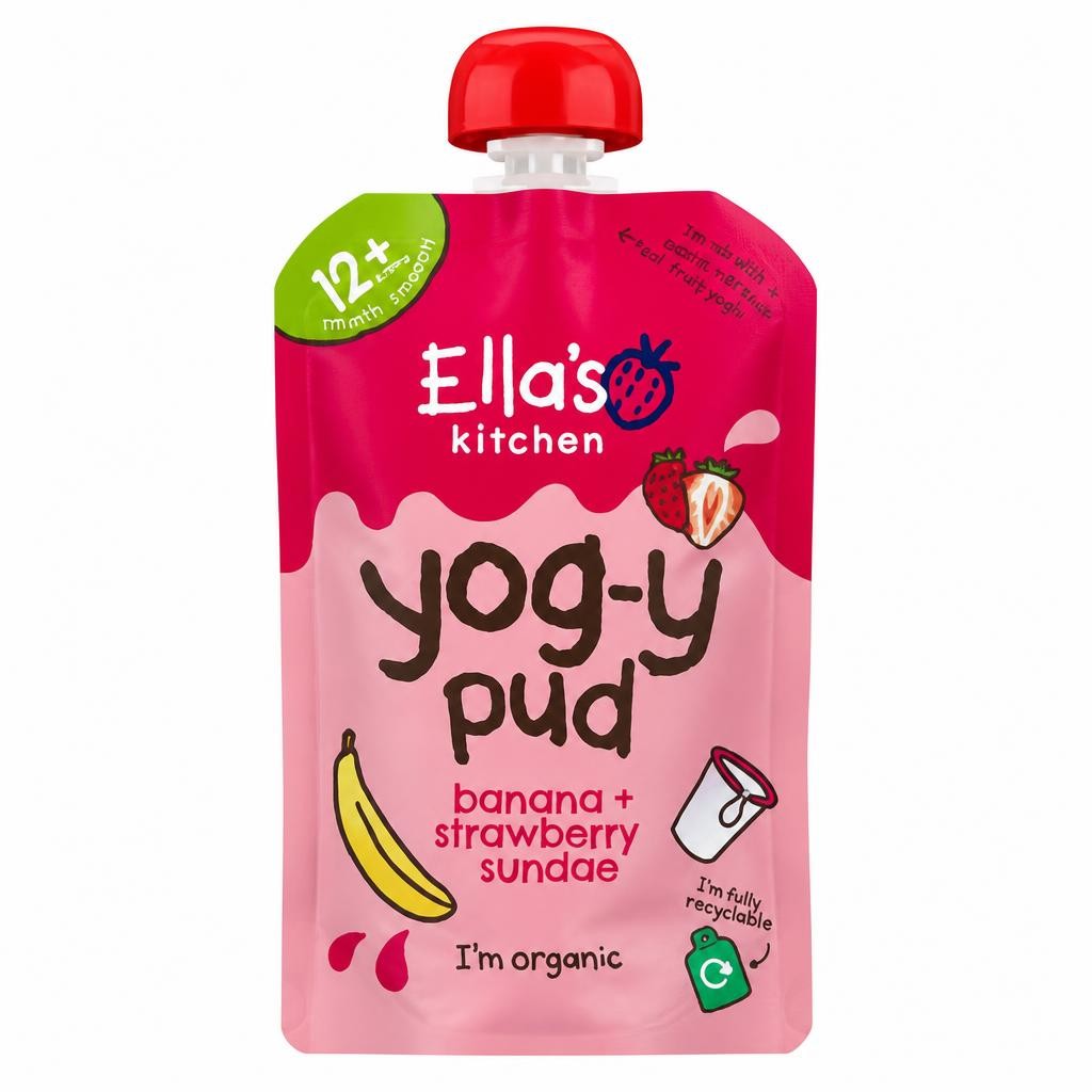 Ella's Kitchen Yog-Y Pud Banana + Strawberry Sundae 12+ Months 90g