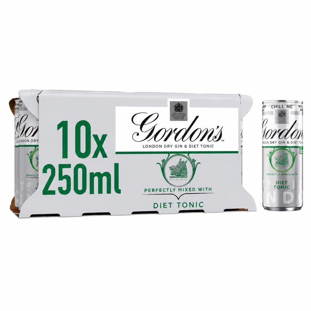 Gordon's Dry Gin & Slimline Tonic Premixed Can 5% Vol 10x250ml
