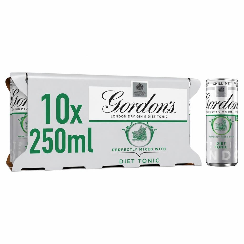 Gordon's Dry Gin & Slimline Tonic Premixed Can 5% Vol 10x250ml