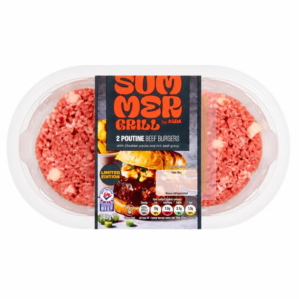 Summer Grill by ASDA Limited Edition 2 Poutine Beef Burgers 340g