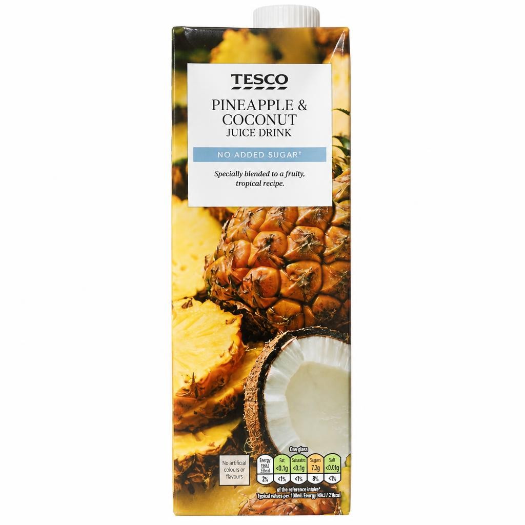Tesco No added Sugar Pineapple & Coconut Juice Drink 1L