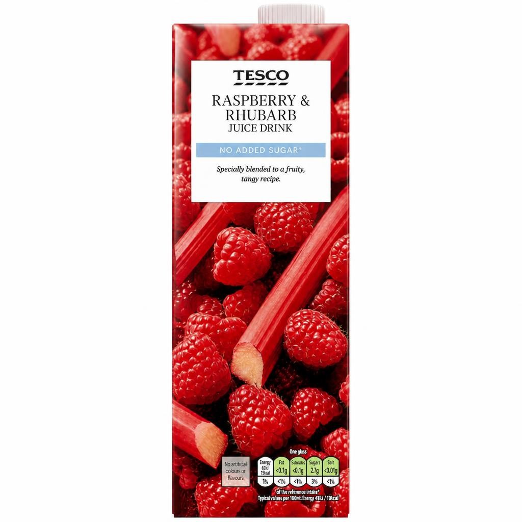 Tesco No Added Sugar Raspberry & Rhubarb Juice Drink 1L
