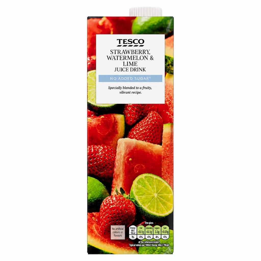 Tesco No added Sugar Strawberry Watermelon & Lime Juice Drink 1L