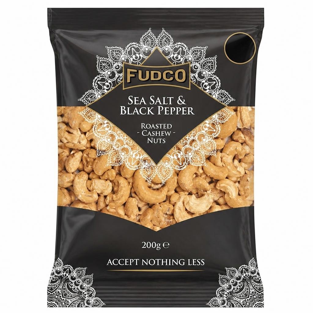 Fudco 200g Sea Salt & Black Pepper Roasted Cashew Nuts