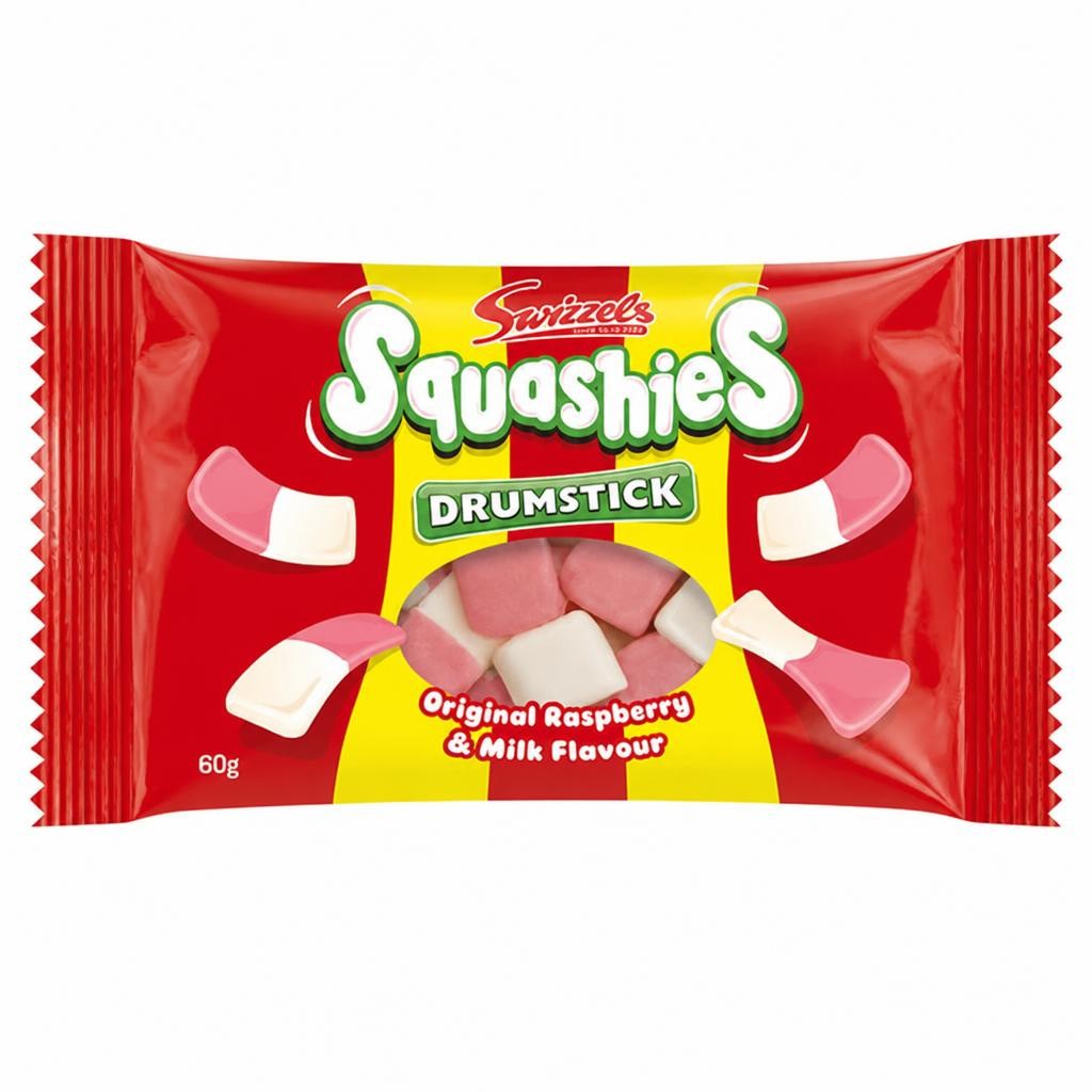 Swizzels Drumstick Squashies Original Raspberry & Milk Flavour Sweets 60g