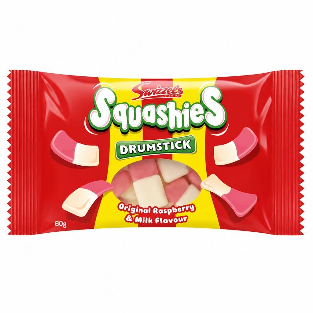 Swizzels Drumstick Squashies Original Raspberry & Milk Flavour Sweets 60g