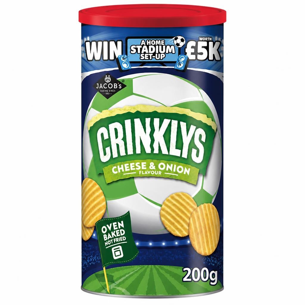 Jacob's Crinklys Cheese & Onion Flavour Crinkled Snack Biscuits 200g
