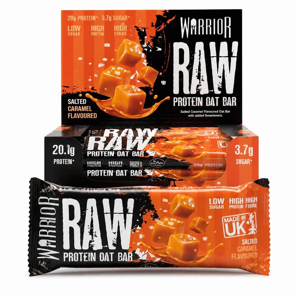 Warrior RAW Protein Bars 12 x 75g – 20g High Protein Bar, Low Sugar High Fibre Oat Protein Flapjack – Protein Snacks, Meal Replacement Bars (Strawberry Cheesecake)