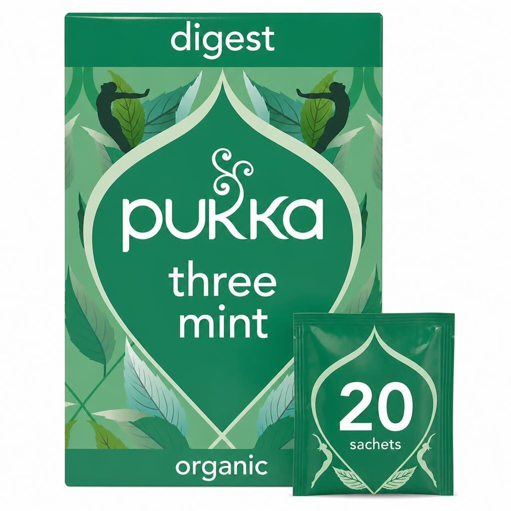 Pukka Organic Three Mint Tea With Peppermint for Digestion 20 Herbal Tea Bags 32g