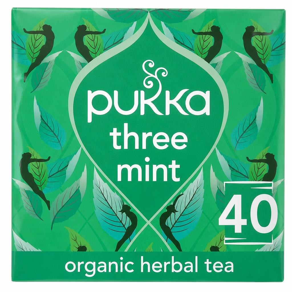 Pukka Organic Three Mint Tea With Peppermint for Digestion 40 Herbal Tea Bags 64g