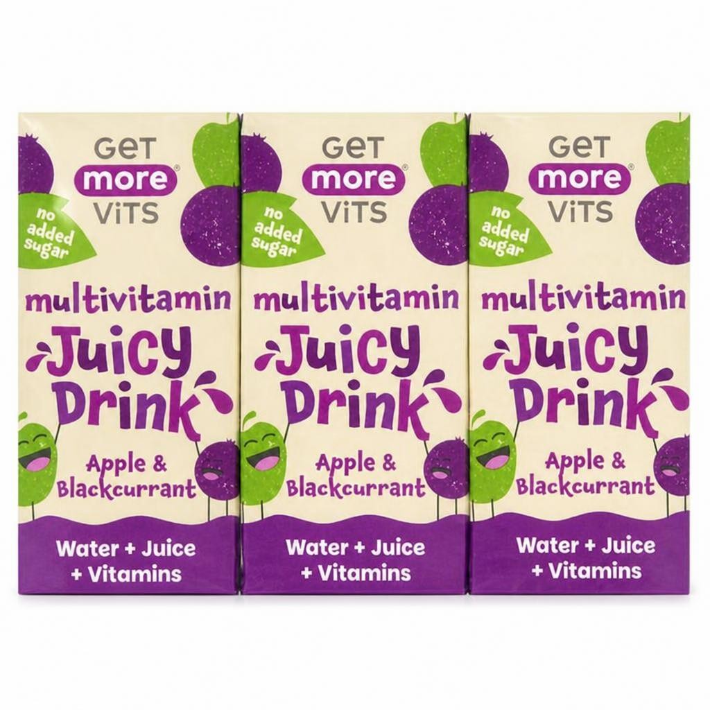 Get More Vits 3 x 200ml Apple & Blackcurrant Multivitamin Juicy Drink