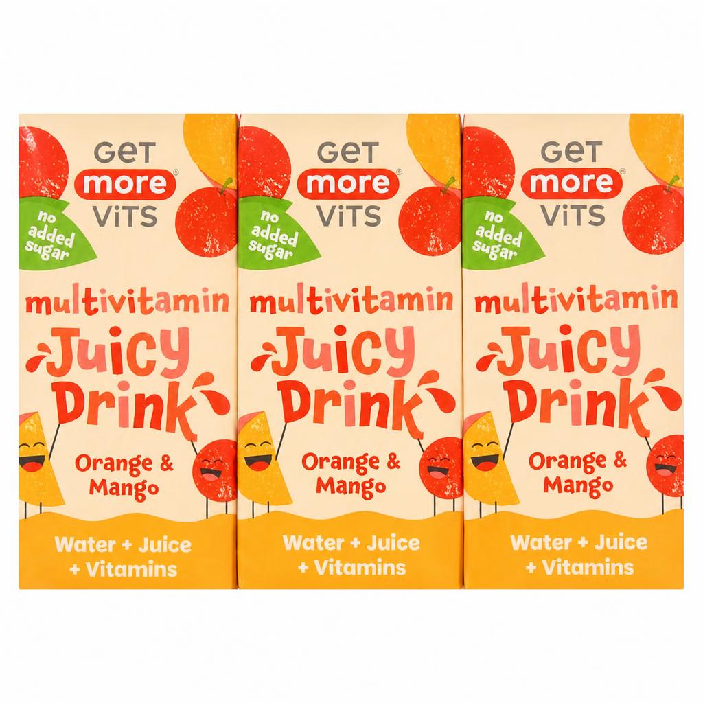 Get More Vits 3 x 200ml Orange & Mango Multivitamin Juicy Drink
