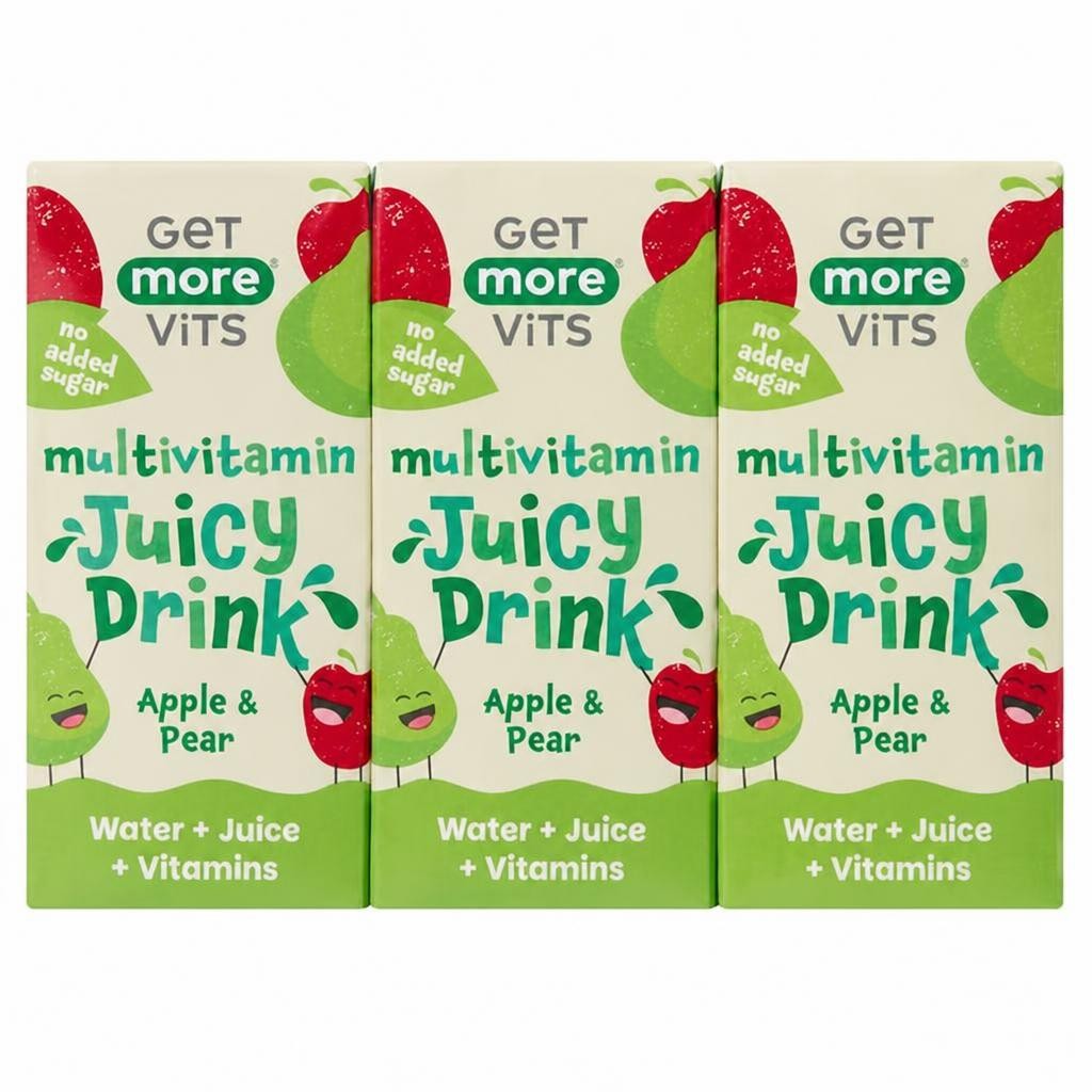 Get More Vits 3 x 200ml Apple & Pear Multivitamin Juicy Drink