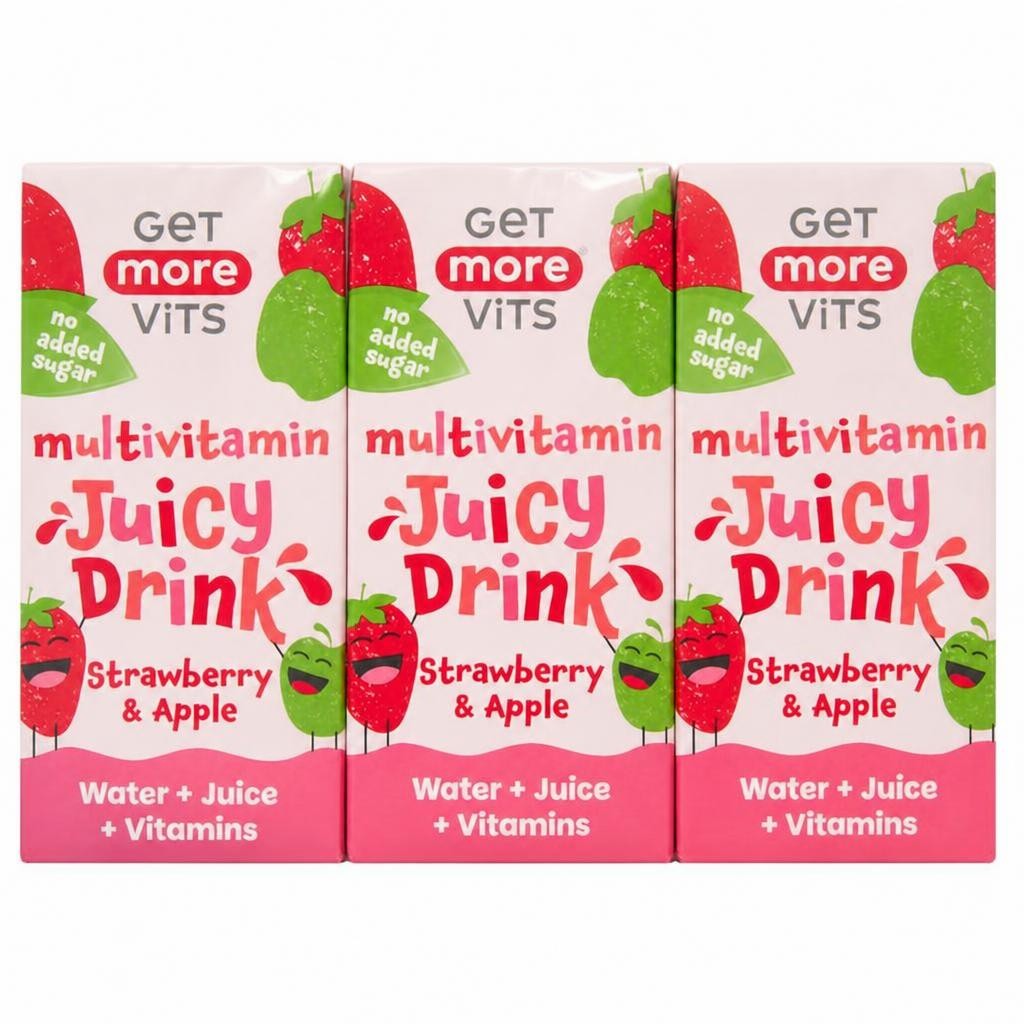 Get More Vits 3 x 200ml Strawberry & Apple Multivitamin Juicy Drink