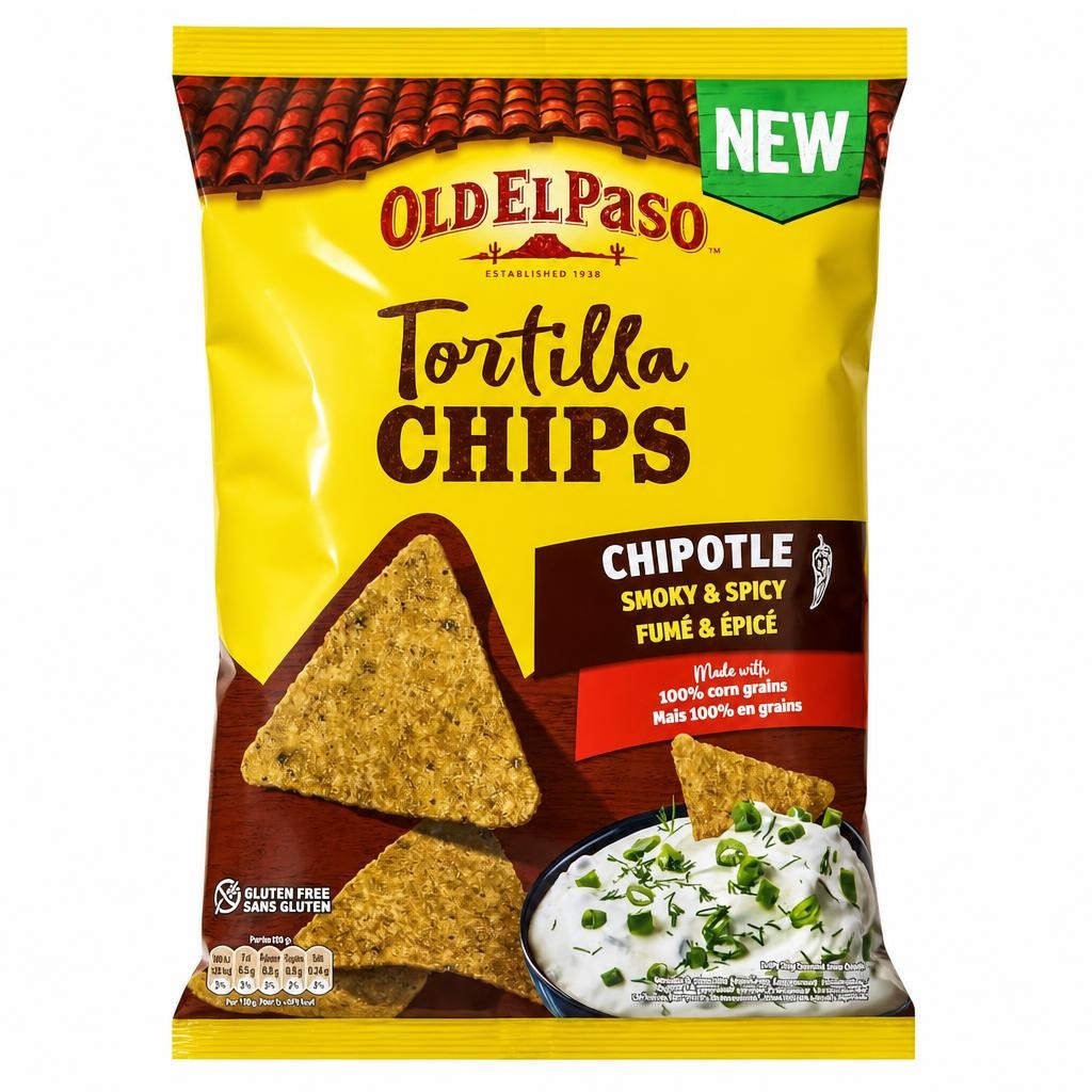 Old El Paso Tortilla Chips Chipotle Smoky & Spicy 185g.